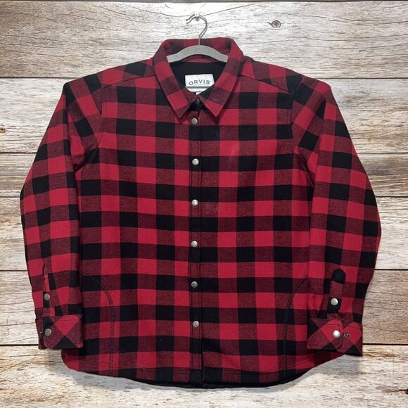 ORVIS Jacket Womens Size 2XLShacket‎ Flannel Buffalo Plaid Button Fleece Lined - Picture 1 of 8